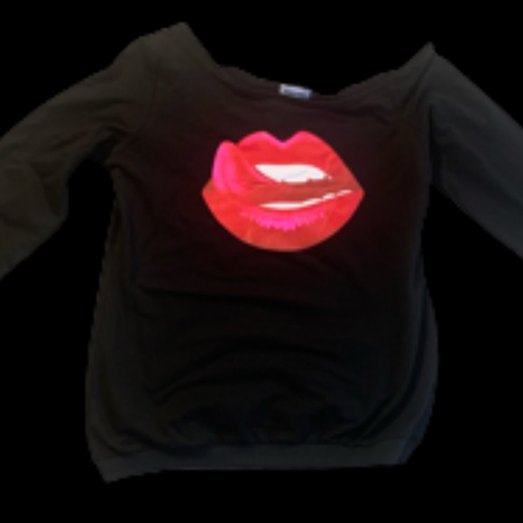 MagicMK Women's Shirts Rainbow Mouth Lips Off the Shoulder - Picture 13 of 13